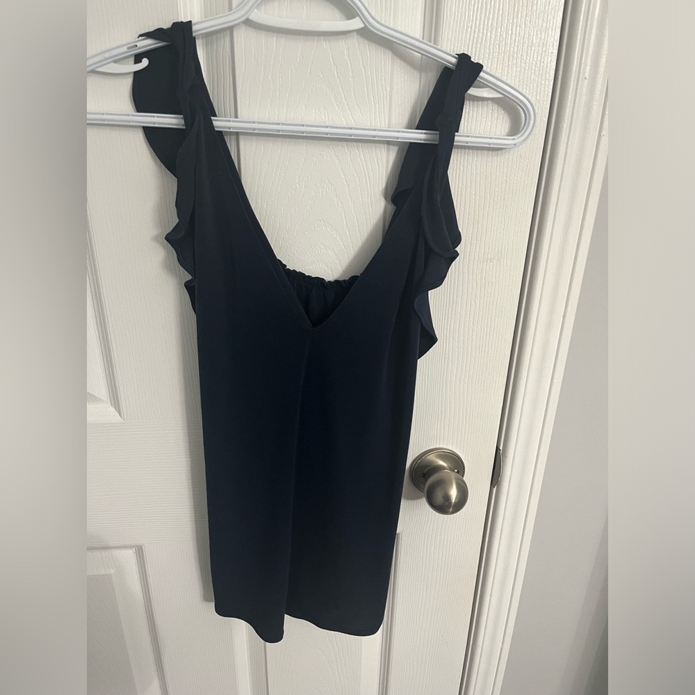 Banana Republic Navy Ruffle Blouse